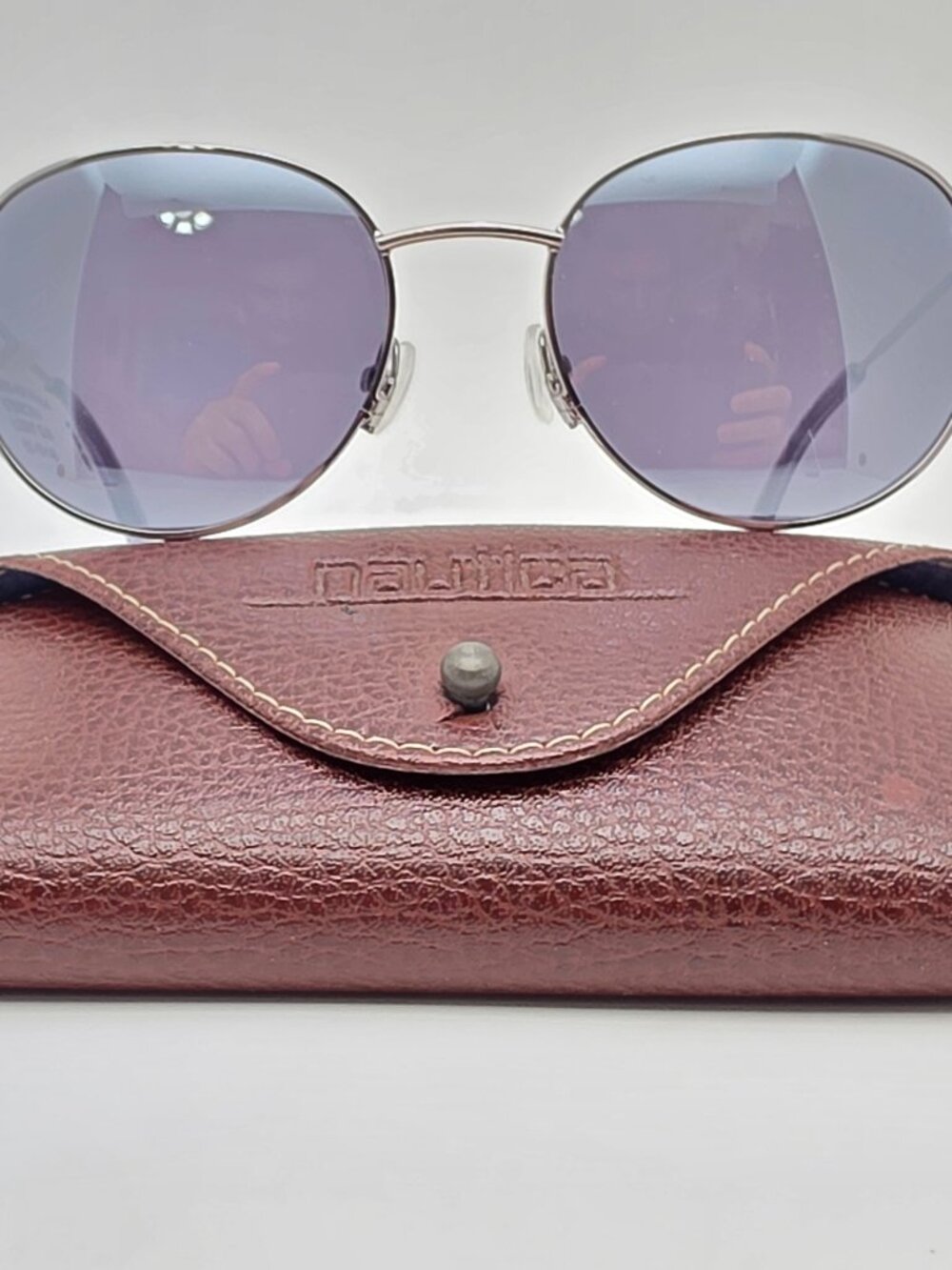 Nautica NLS6006 080 Light Gunmetal Frame Silver Mirror Lens Sunglasses w/ Case